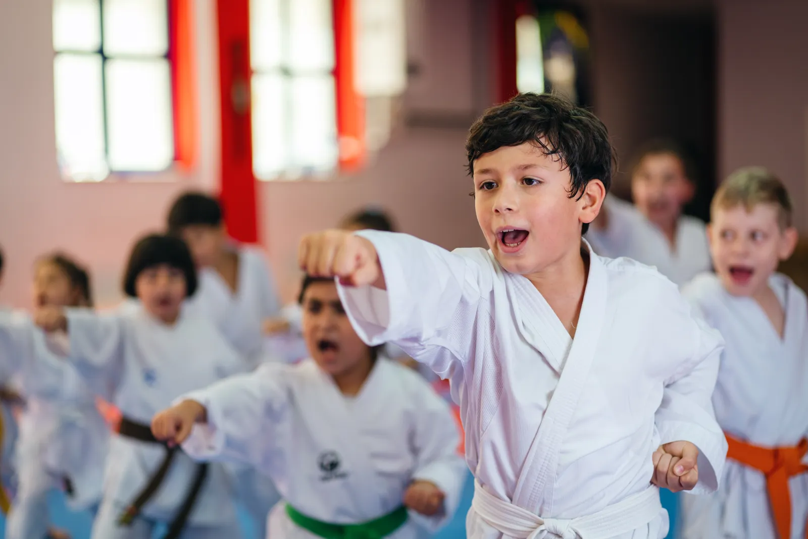 Kids practicing martial arts